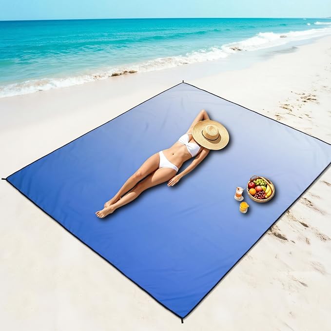 WIWIGO Beach Blanket Waterproof Sandproof Beach Mat 79" X 83"/10'x9'for 2-8 Adults Quick Drying Outdoor Picnic Mat Beach Accessories for Travel, Camping, Hiking - Image 6