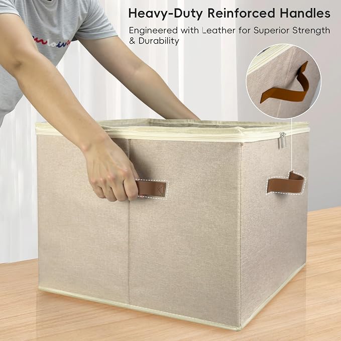 Shoe Organizer for Closet, 2 Pack Shoe Storage Bins with Clear Cover, Adjustable Dividers Fits 16-32 Pairs ShoeBoxes, Organizador de Zapatos, Khaki - Image 6