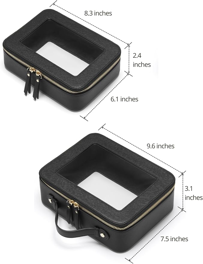 Popvibe Clear Makeup Case Set Black Toiletry Bag Travel Large Clear Cosmetic Bag with Zipper, Big Make Up Bag Organizer Women Traveling TSA Approved Transparent Bag Car for Essentials - Image 2