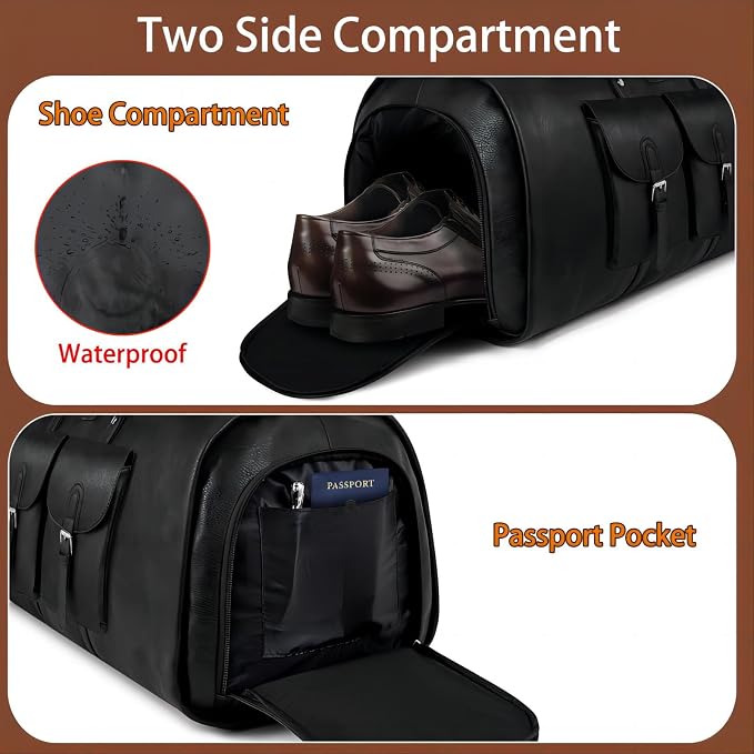 Garment Bag for Travel, Convertible Carry on Garment Duffel Bag for Men 3Pcs Weekender Bag 2 in 1 Hanging Suitcase Suit Bag - Image 5