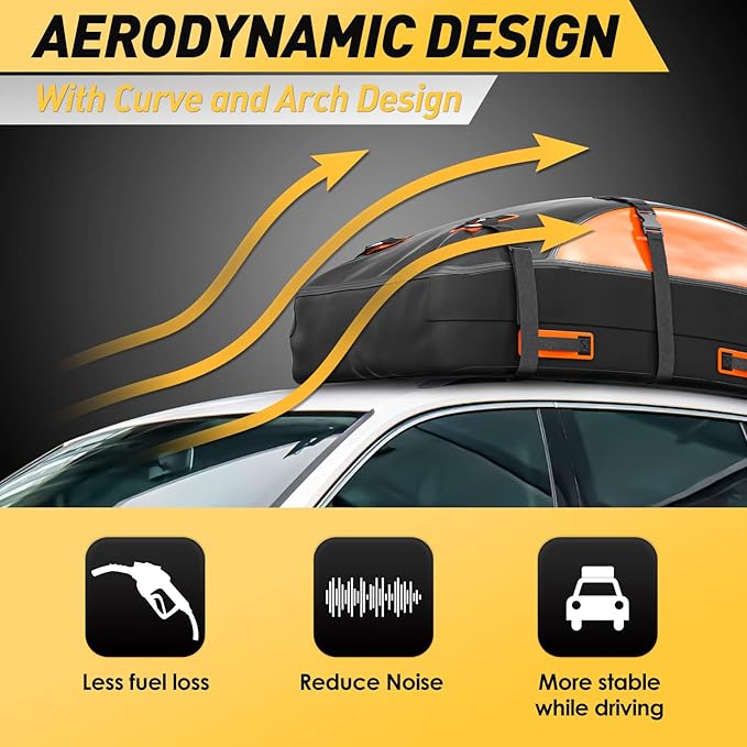 Asinking Car Rooftop Cargo Carrier Bag, 100% Waterproof Non-Rip 20 Cubic Feet Car Roof Bag for All Vehicles with/Without Rack, Includes Non-Slip Mat, Luggage Lock, 4 Door Hooks, Storage Bag - Image 5