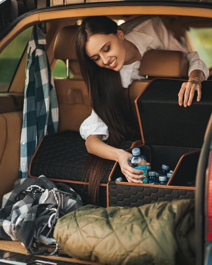 Owleys Foldable Trunk Organizer for Car Storage - Collapsible Auto Trunk Organizer With Lid - Trunk Organization (21.6 inch, Hexy) - Image 8