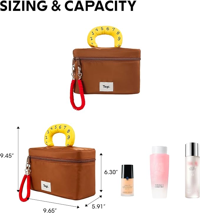 Tagi. Callme Hotdog Large Capacity Travel Makeup Bag, Waterproof Polyester Cosmetic Bag for Women, Wide-Open Flat Pouch for Toiletry & Travel, Portable Organizer with Handle & Dividers - Image 2