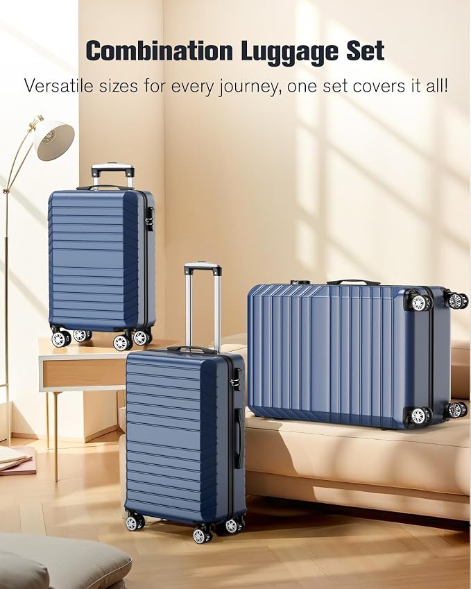 10 Piece Luggage Sets, 3 Piece Suitcase Set, 20 inch Carry on Luggage, 24 inch and 28 inch Checked Luggage with 7PC Packing Bags - Image 8