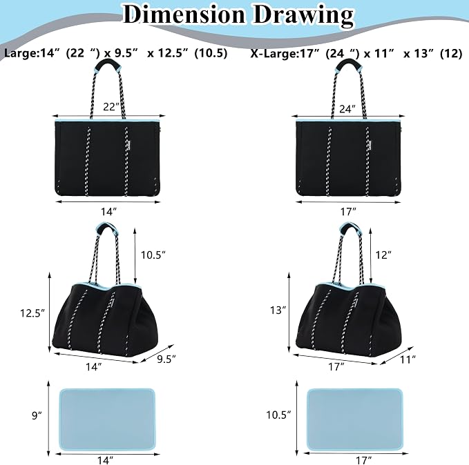 QOGiR Neoprene Multipurpose Beach Bag Tote with Inner Zipper Pocket … … … … - Image 5