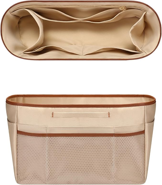 GIVLEFLY Purse Organizer Insert for Tote Bag, 13.78 Inch Satin Bag Organizer, Multi Pocket Handbag Organizer for Everyday Totes by GIVLEFLY
