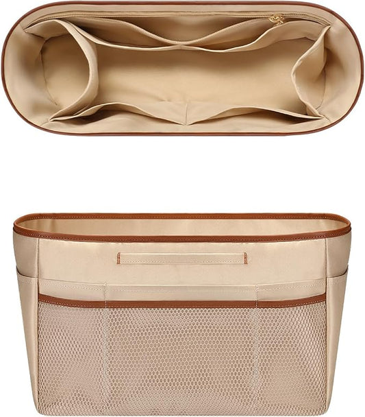 GIVLEFLY Purse Organizer Insert for Tote Bag, 13.78 Inch Satin Bag Organizer, Multi Pocket Handbag Organizer for Everyday Totes by GIVLEFLY