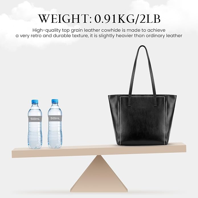 befen Vintage Genuine Leather Work Tote Bag for Women Large Tote Bag with Zipper Leather Purse and Handbags with Compartment - Image 8