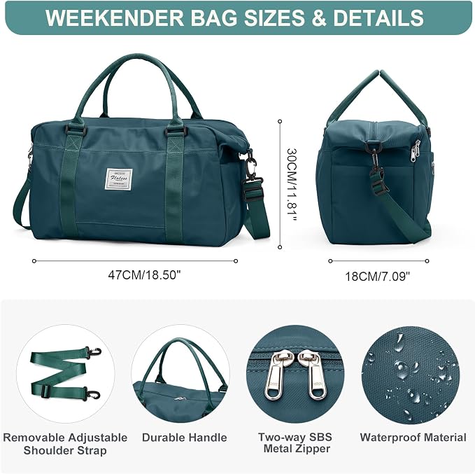 Travel Duffel Bag, Carry On Overnight Weekender Bags for Women | Travel Bag with Wet Pocket & Trolley Sleeve, For Spirit Airlines 18x14x8 Personal Item Bag - Image 3