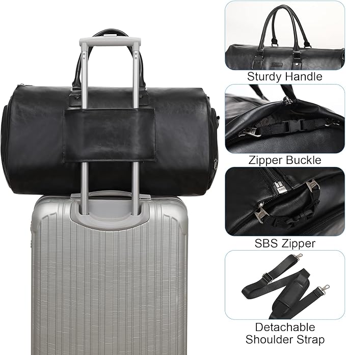 Convertible Garment Bag, Carry-On Suit Bag with Shoulder Strap | 2-in-1 lightweight garment travel bag for men and women, suit bag with shoulder strap for weekend getaways - Image 3