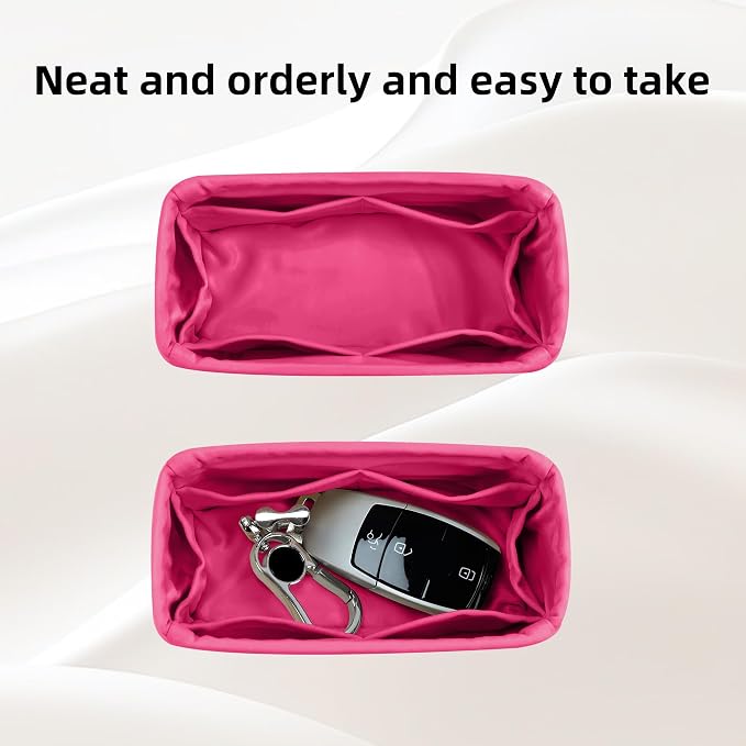 DGAZ Silk Purse Organizer Insert Fits LV Speedy 16/20/25/30/35/40/45 bags，Silky Smooth Bag Organizer，Luxury Handbag & Tote Shaper(Rose pourpre,New nano 16) - Image 5