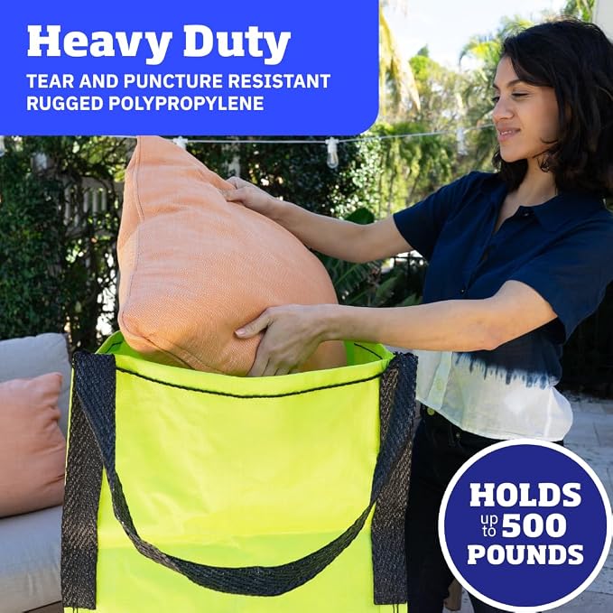 DURASACK Heavy Duty Storage Tote Bag 22-Gallon, Lime Green | Rugged Woven Polypropylene Moving Bag, Reusable Self-Standing Design, Holds up to 500 Pounds - Image 4