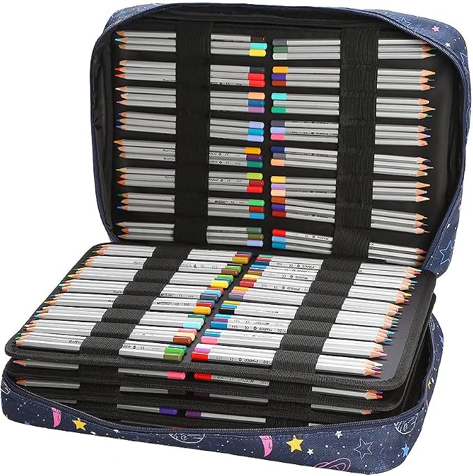 Lbxgap Portable Colored Pencil Case 480 Slots Pencil Case or 320 Gel Pen Case Large Capacity Pencil Organizer with Handle Strap Handy Colored Pencil Box for Artist - Image 5