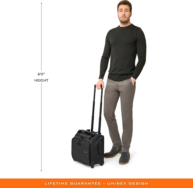 Briggs & Riley 2-Wheel Cabin Bag - Carry On Luggage for Travel, Suitcases with Wheels, Softside Rolling Bag for Men & Women, Interlocking Handle, Self-Repairing Zipper - Baseline Collection, Black - Image 11