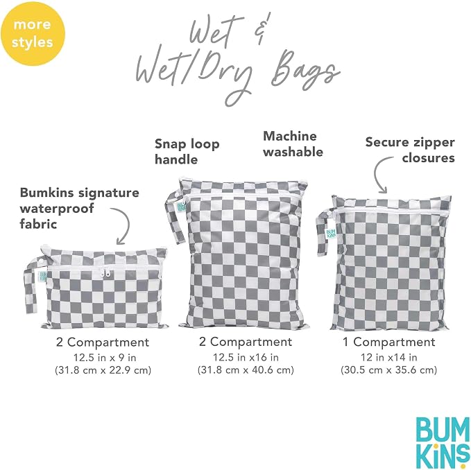 Bumkins - Waterproof Wet Bag, Wet/Dry Clutch & Clear Travel Bags - For Beach, Baby, Travel, Cloth Diapers, Pump Parts, Pool, Gym, Toiletries - Reusable & Easy to Clean - Boho Beige - 5 Pack - Image 6
