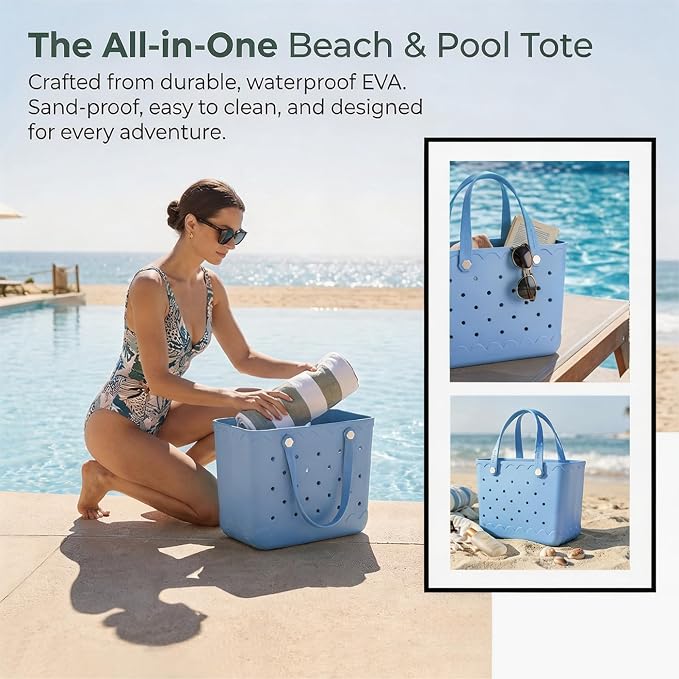 Rubber Beach Bag Waterproof Durable Large Tote Bag for Beach Sports Pool Swim Travel EVA Tote - Image 4