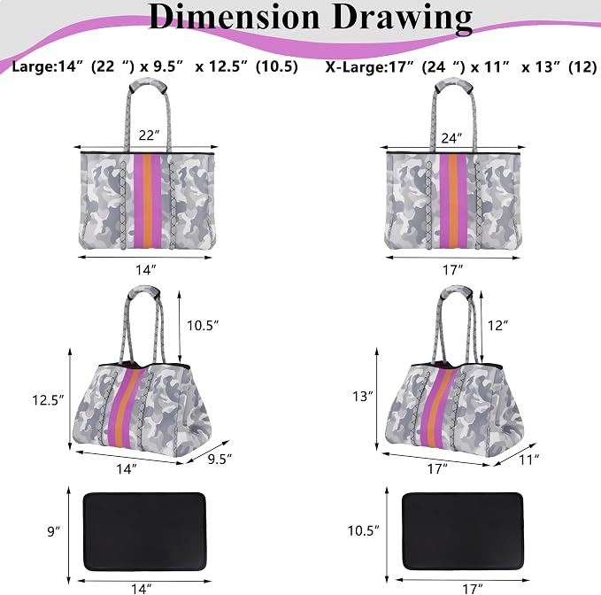 QOGiR Neoprene Multipurpose Beach Bag Tote with Inner Zipper Pocket … … … … - Image 2