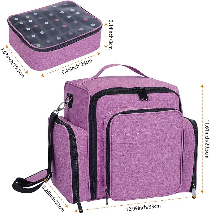 Nail Polish Organizer Case Hold 60 Bottle with 2 Detachable Bag,Purple | Portable Travel Storage Box Designed for Women's Nail Tools, Essential Oils and Cosmetics Sets - Image 2