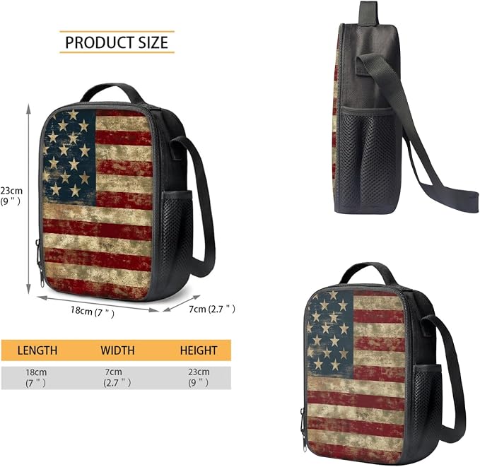 Coloranimal American Flag 3Pcs Backpack Set with School Bag Mini Lunch Bag Pencil Case School Backpack with Adjustable Shoulder Straps 17 Inch Large Capacity Book Bag - Image 3