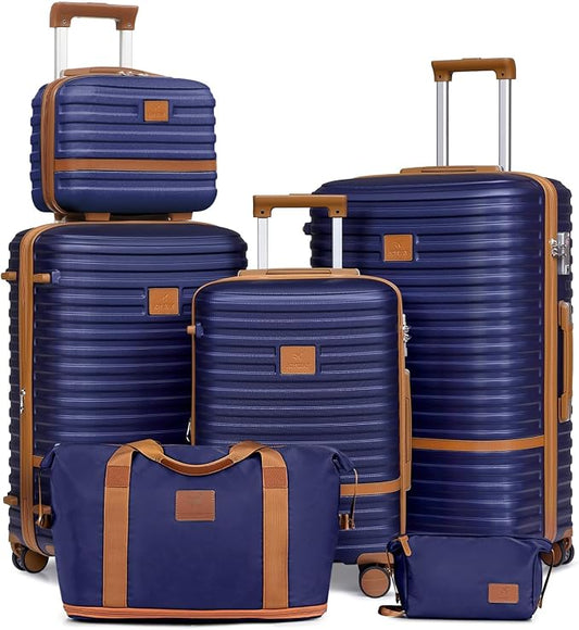 Joyway Luggage Set 3 Piece Suitcase Sets with Spinner Wheel,Hardside Expandable Travel Laggage with TSA Lock (20/24/28 Navy Brown NEW by Joyway