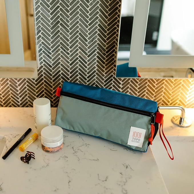 Topo Designs Dopp Kit - Travel Bag for Personal Care Essentials, Self Standing Triangular Shape, Fully Lined for Easy Cleaning, Recycled Nylon (Desert Palm/Sahara) - Image 9