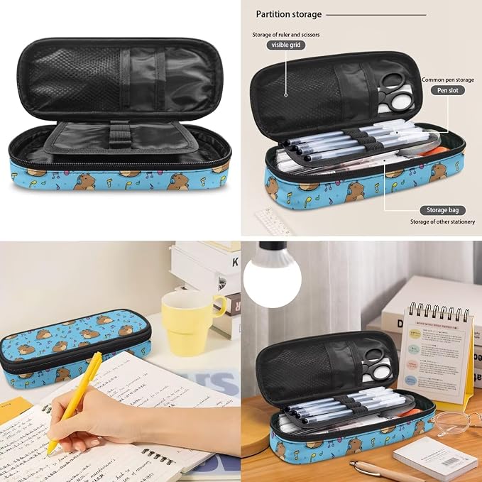 Music Capybara Backpack Pencil Case and Lunch Box 3 Piece Primary School Student Backpack for School Girls 3rd Grade with Lunchbox Girls Ages 6-8 Bookbag/Lunch Bag Set - Image 7