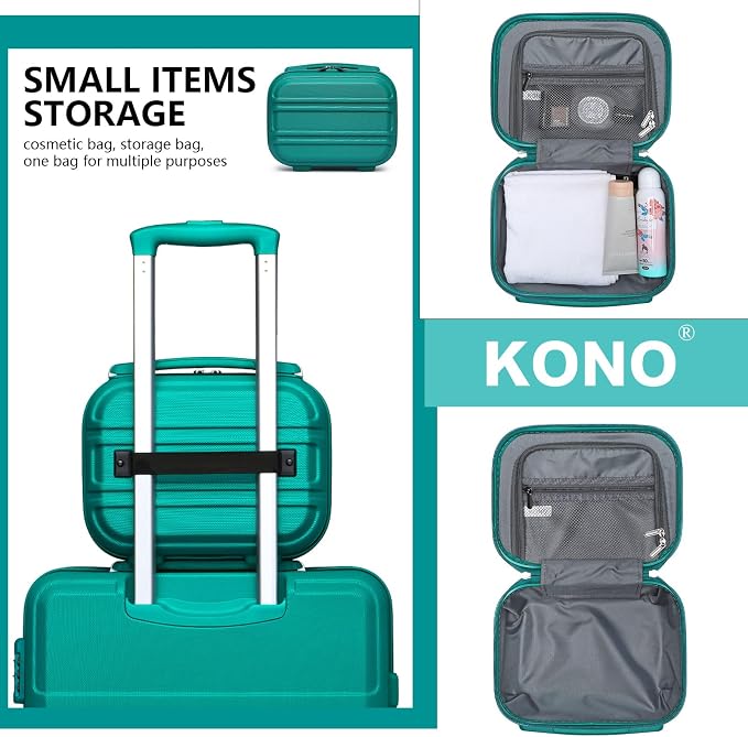 Kono Carry On Luggage Set Airline Approved with Spinner Wheels | Lightweight PC+ABS Carry On Suitcase with TSA Lock Durable Luggage Hardside Turquoise - Image 3