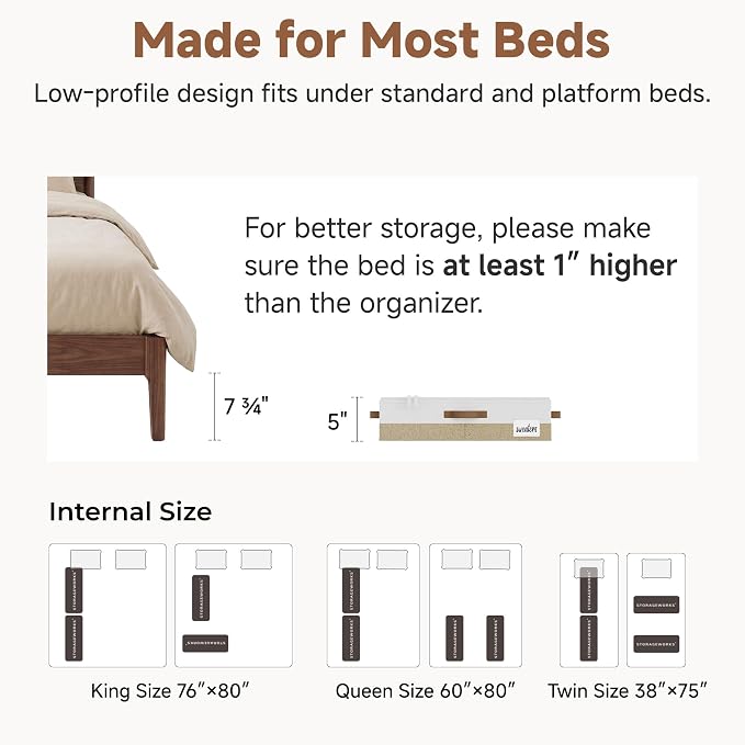StorageWorks Under Bed Storage Containers - Underbed Storage with Handles and Label Holder, 2 Pack Ultra-thick Fabric Underbed Bins, Closet Organizer for Clothes, Blankets, Sweater - Image 6