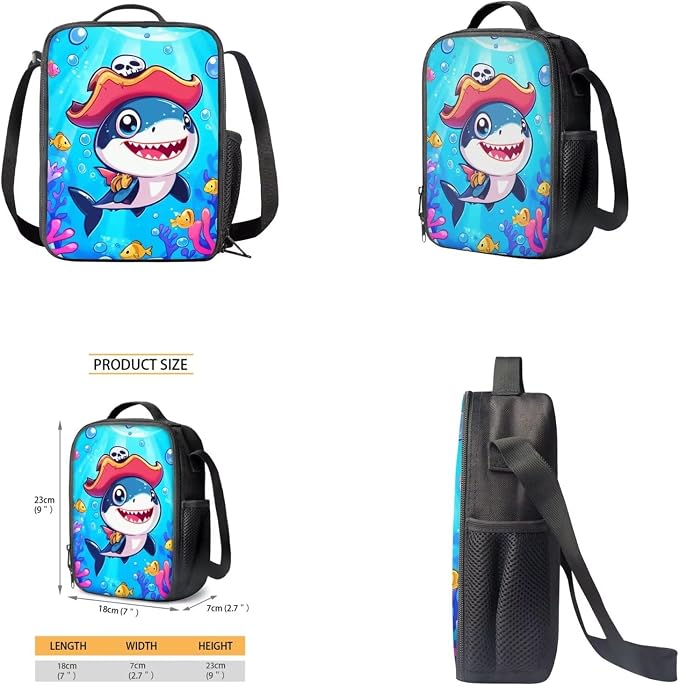 Blue Shark Backpack for Boys 12-14 with Lunch Bag Pencil Box Elementary Middle School Bags Lightweight Kids Bookbag Backpacks Casual Daypack Set for Travel Hiking Camping - Image 4