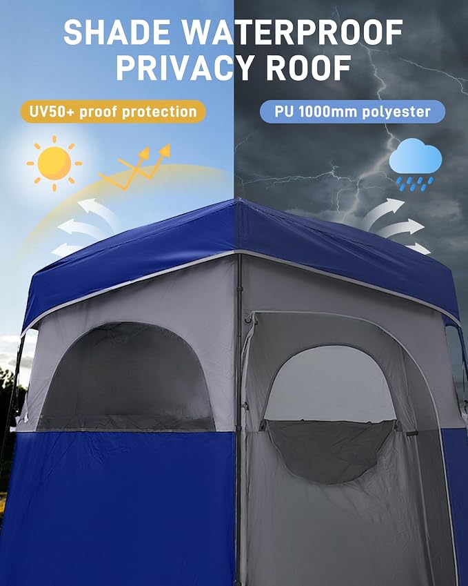 KingCamp Shower Tent, Portable Privacy Tent Outdoor Camping 1/2 Room Toilet Tents with Shower Bag & Dressing Room for Beach, Camping & Hiking - Image 8