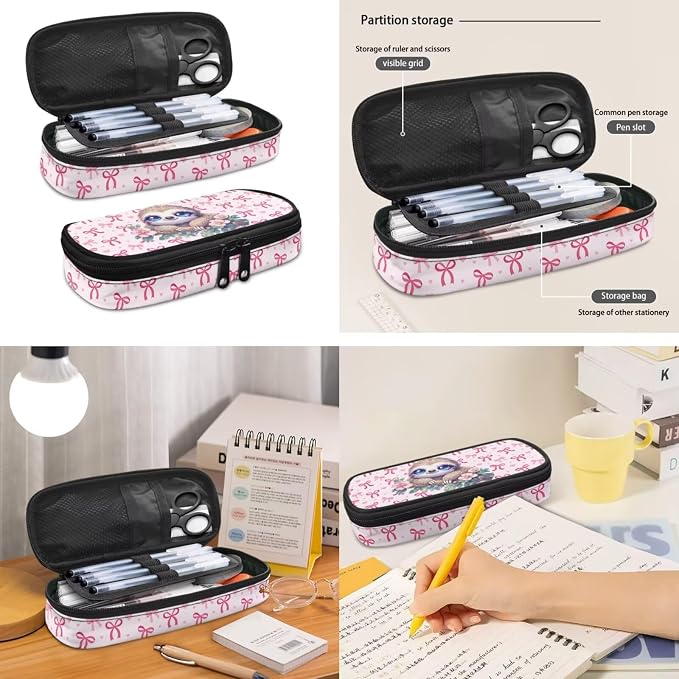 Bow Sloth School Bag for Girls, 3Pcs Students Backpack, Elementary Girls Bookbag Sets with Lunch Box Pencil Case for School - Image 4