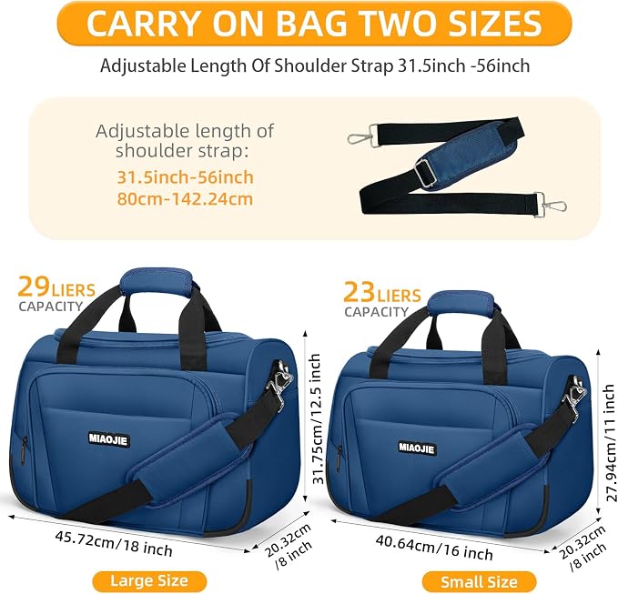 Underseat Carry On Luggage Lightweight Travel Tote Weekender Bag Overnight Duffle Bag for Travel, Travel Essentials Personal Item Travel Bag for Women and Men, Blue-16Inch - Image 3