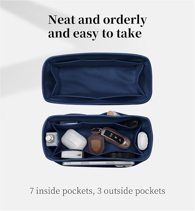 Satin Purse Organizer for Birkin 20, Blue nuit | Custom Fit, Multiple Pockets, Lightweight Purse Essentials, Ideal for Travel, Shopping, and Daily Use - Image 6