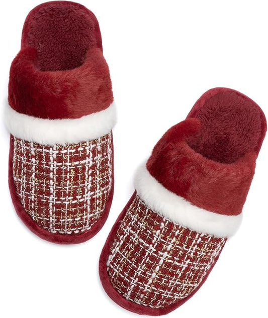 MAXTOP Womens Cozy Memory Foam Slippers Soft Warm Slip On Faux Fur House Slippers,Anti-Skid Rubber Sole,Creative Gifts for Women Mom Girlfriend