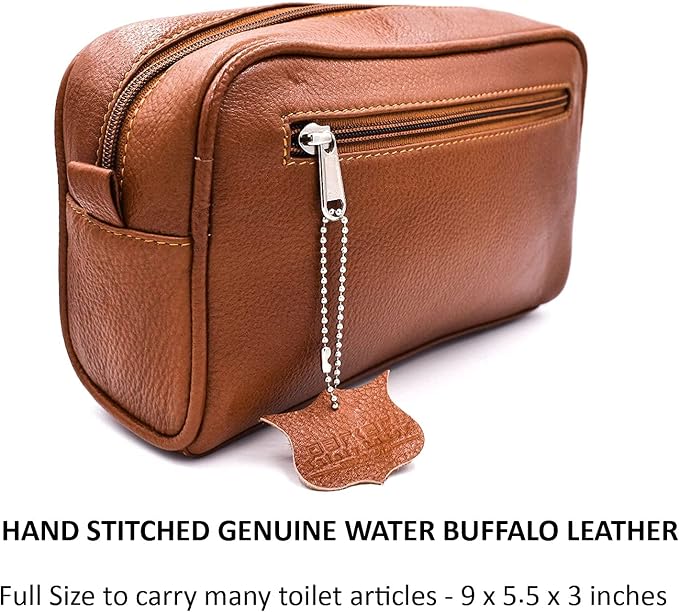 Parker Full Grain Leather Dopp Kit – Handmade Full Size Saddle Brown Leather Toiletry Bag/Dopp Kit/Travel Bag for Effectively Carrying and Storing Toiletries - Image 5