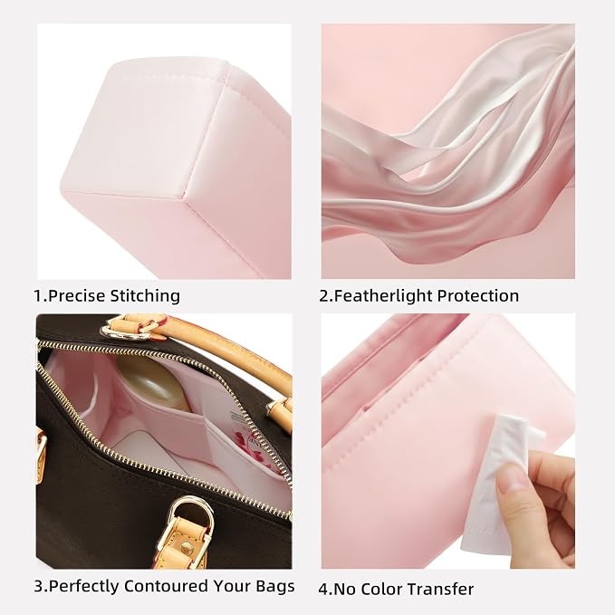 DGAZ Silk Purse Organizer Insert Fits LV Speedy 16/20/25/30/35/45 bags，Silky Smooth Bag Organizer，Luxury Handbag & Tote Shaper（Pink，SP20） - Image 3
