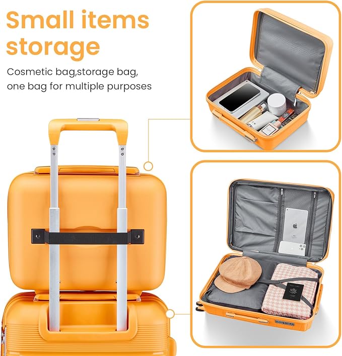 Merax Luggage Set 4 Piece Suitcase with Case Expandable Spinner Wheels Hardshell Airplane Approved Luggage Sets,Orange,14/20/24/28 - Image 7