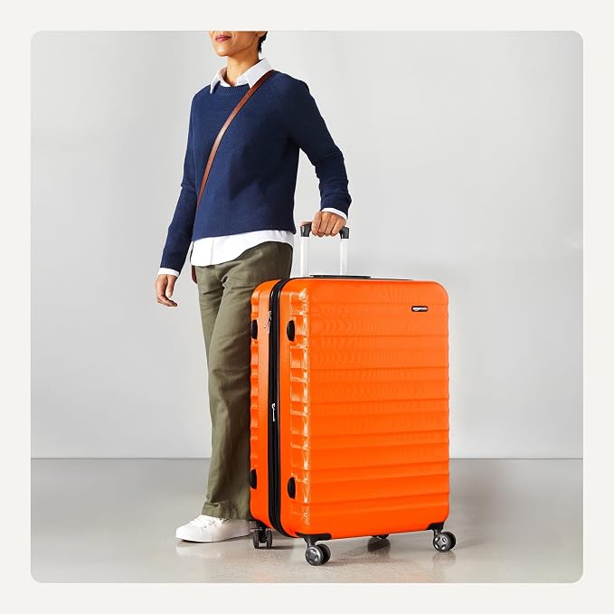 Amazon Basics 30" Hardside Large Checked Luggage, Expandable For Up to 15% More Space, Hardshell Suitcase With Wheels, Scratch-Resistant Surface, Four Multi-directional Wheels, Orange - Image 3