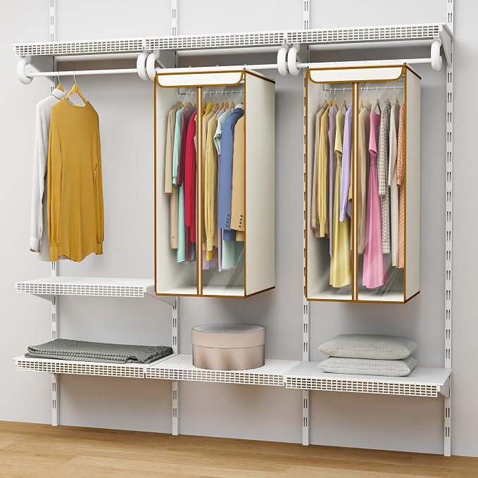 Univivi Garment Bags for Hanging Clothes, Large Clothes Storage Bags Closet Organizer with Clear Window, Premium Hanging Garment Storage Bag for Suits, Coats, Dresses, 40", 2 Pack (Beige) - Image 6