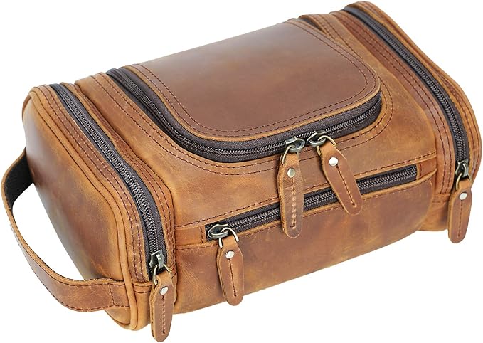 Polare Toiletry Bag Full Grain Leather Shaving Kit Dopp Kit Travel Case Wash Bag with YKK Zippers by polareoriginal