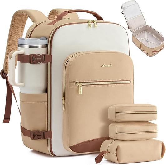 LOVEVOOK 50L Large Travel Backpack for Women, Carry on Backpack Airline Approved, Waterproof Travel Essentials fits 18" Laptop, TSA Personal Item Travels Bag Sports Backpack with 3 Packing Cubes by LOVEVOOK