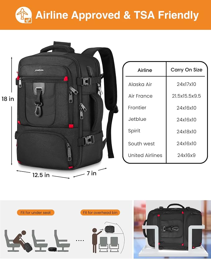 Carry On Backpack,Travel Backpack Laptop Bag Airline Approved for Men Women,Weekender Bag Mochila de Viaje - Image 4