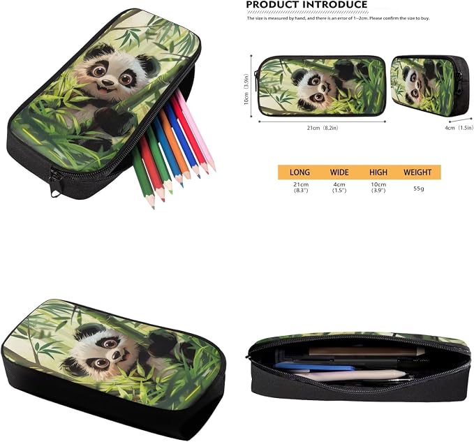 Panda Backpack for Girls Boys Backpack with Lunch Box Water Bottle Pouch and Kawaii Pencil Case 4PCS Set Cute Bookbag with Compartments for School 17 inch Large Sturdy School Bag for Kids - Image 6