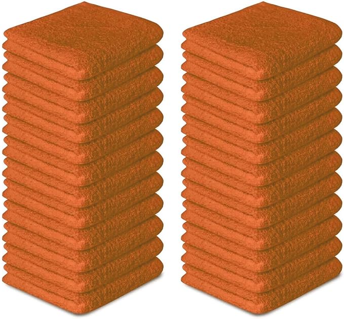 100% Cotton Washcloths 24 Pack (12x12 Inches) Soft, Highly Absorbent Washcloth, Face Towels, Wash Cloths for Face, Ring Spun, Bulk Pack (Orange) - Image 6
