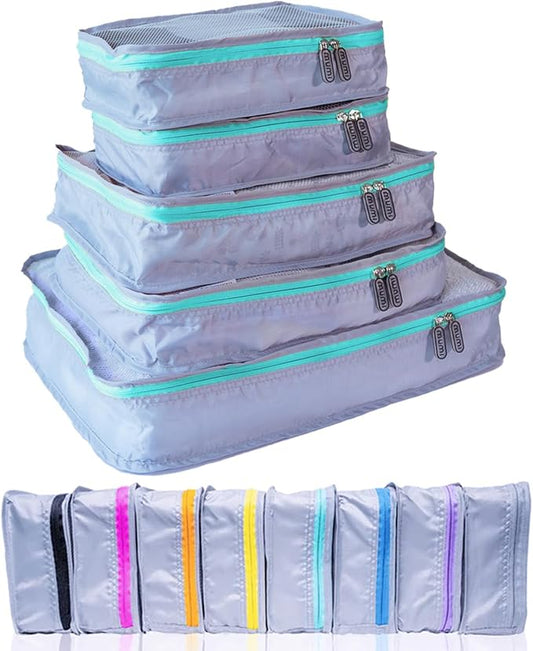 MUMI Packing Cubes for Travel - 5 Set Luggage Organizer Bags, Aqua | Travel organizer bags for suitcases, carry on and backpack; holds clothes, kids items and accessories by MUMI