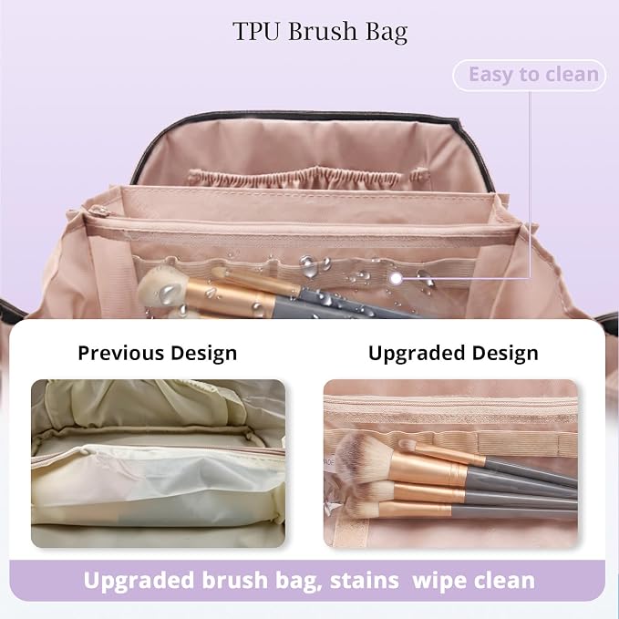 Personalized Gift Travel Makeup Bag: Initial Makeup Organizer Bag for Women | 3-in-1 Custom Make up Bag Set - Vegan Leather Travel Cosmetic Bag - Luxury Gift for Women – Birthday, Anniversary, Graduation - Image 4