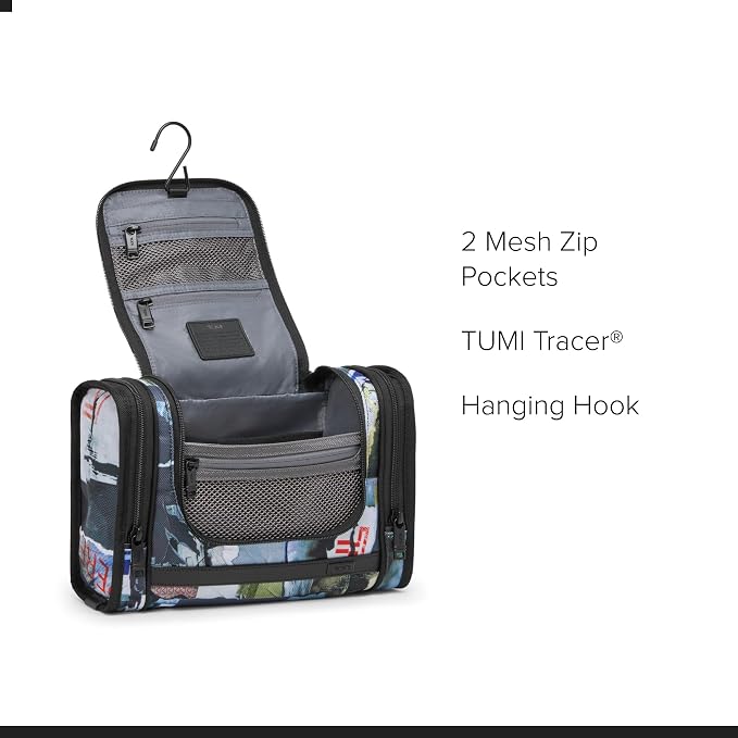 TUMI - Alpha Hanging Travel Kit - Toiletries and Cosmetics Organizer - Travel Essentials Bag with Hooks & Pockets - Wheatpaste Print - Image 3