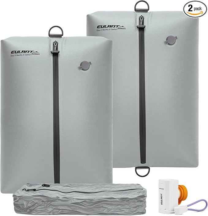 Eulant Travel Vacuum Bags with Pump,Professional IPX8 Waterproof Vacuum Compression Bag for Carry-On Suitcase & Travel Backpack,Space Saver Bags Packing Organizers(2 Pack,Neutral Gray) by EULANT