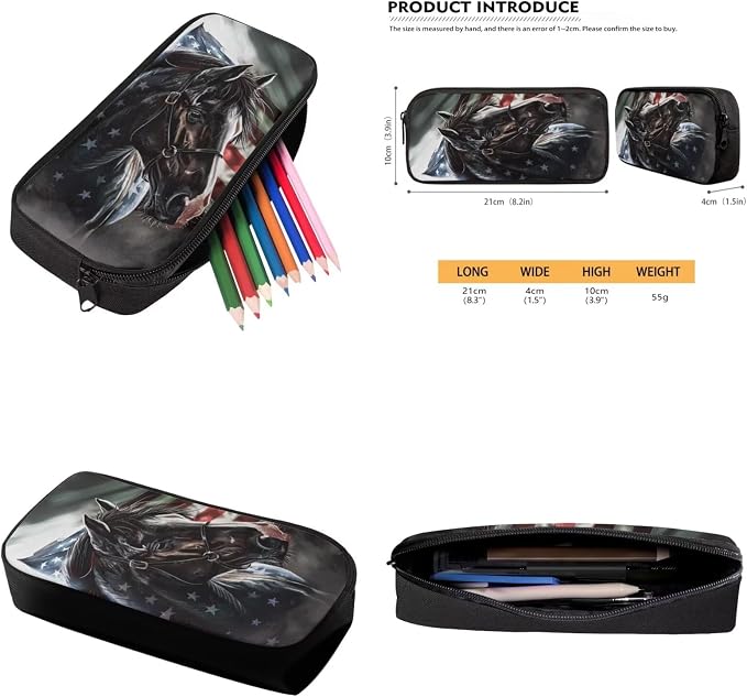 American Flag Horse Backpack for Boys Girls Backpack with Lunch Box Water Bottle Holder with Strap and Pencil Pouch 4PCS Bookbag with Compartments for School Teens 17 inch School Bag for Kids - Image 6