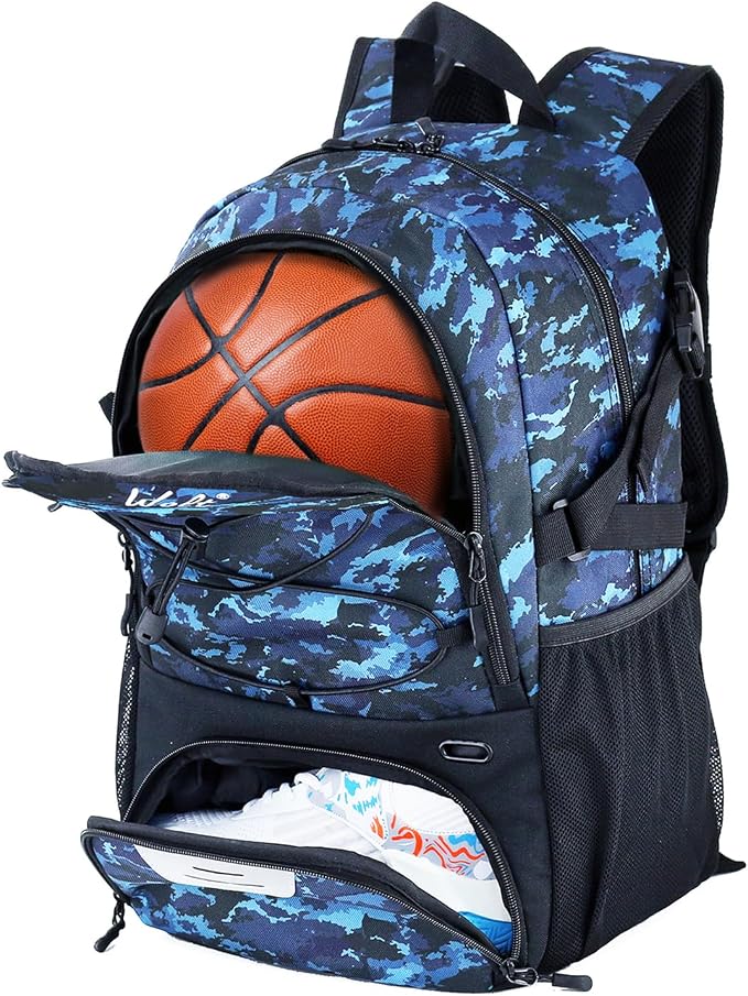 WOLT Basketball Backpack Large Sports Bag with Separate Ball Holder & Shoes Compartment, Best for Basketball, Soccer,Gym by WOLT